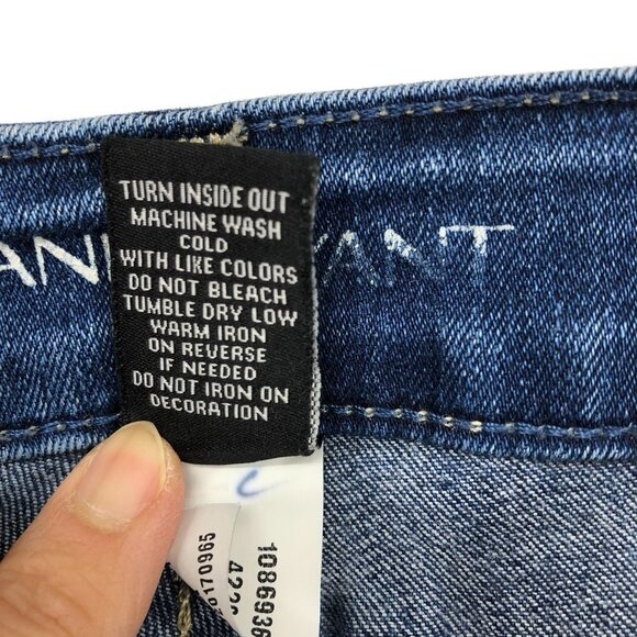 Lane Bryant blue Stretch  Distressed Skinny Jeans Double Released Hem Size 20 - Picture 7 of 16